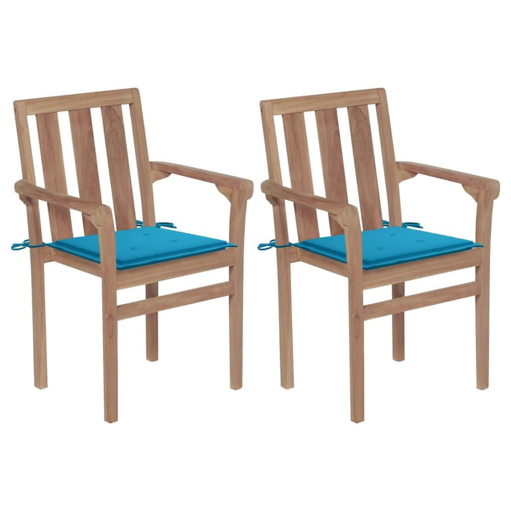 Petromila vidaXL Záhradné stoličky 2 ks modré podložky teakový masív